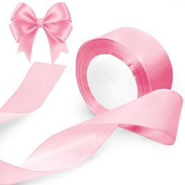 Luomorgo 1 1/2 Inch Satin Ribbon, 25 Yards Pink Satin Ribbon, Fabric Ribbon for Gift Wrapping, Craft, Wedding, Birthday Party Decorations