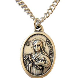 Saint Therese the Little Flower Pendant Medal 3/4" Catholic Gift with Chain, 3/4 Inch Long, Metal