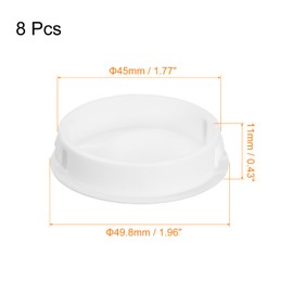 QUARKZMAN 45 mm/1.77 inch Plastic Hole Plugs, Pack of 8 Flat Round Insert Fasteners for Closing Furniture and Panel Openings, White