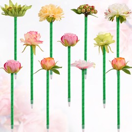 Leery Flower Pens Mixed Multicolor Rose Ballpoint Pens,12Pieces Valentine's Day Mother's Day Plush Rose Pens for Birthday Party Wedding Girlfriend Wife Office Supplies