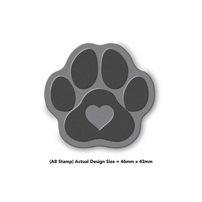 A8 'Paw Print Heart' Unmounted Rubber Stamp (RS00029646)