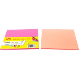 4A Sticky Notes,6 x 8 Inches,Large Size,Neon Red&Pink,Lined,Self-Stick Notes,100 Sheets/Pad,2 Pads/Pack,4A 608x2-N-L-RP