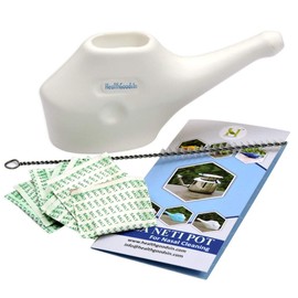 Traveller's Durable Neti Pot for Nasal Cleansing with 5 Sachets Neti Salt + 1 Cleaning Brush
