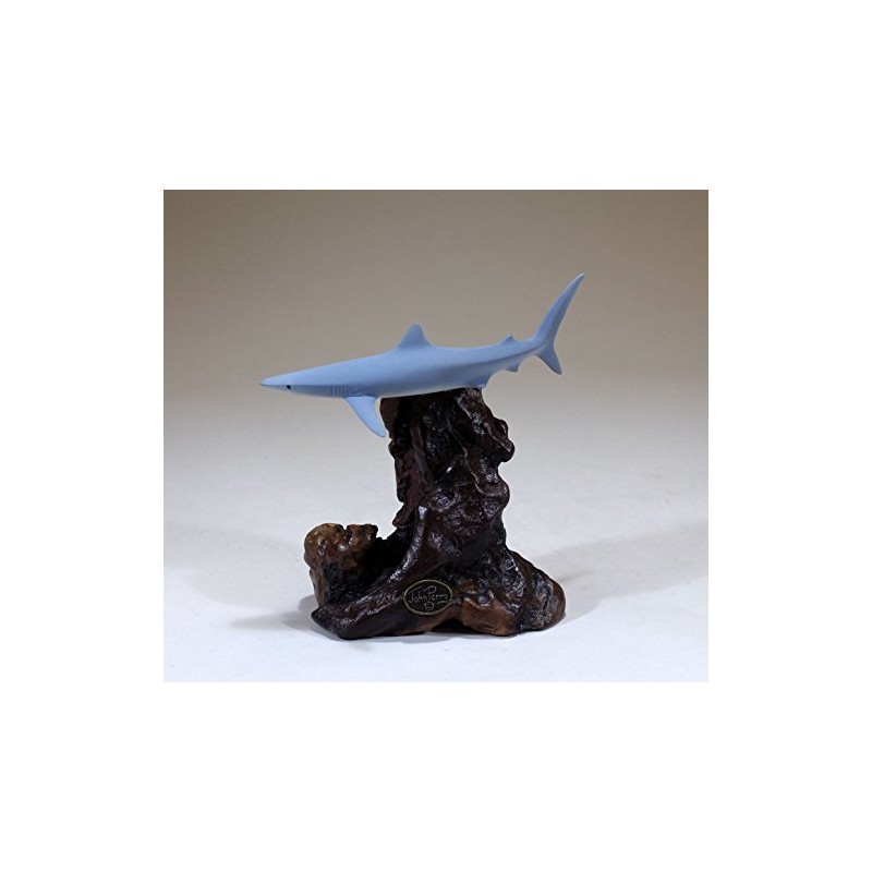 BLUE SHARK by John Perry 6in long sculpture Airbrushed blue/grey