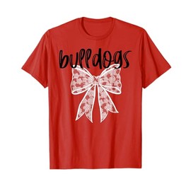 Bulldogs Coquette Aesthetic Girly Team Mascot Lace Bow T-Shirt