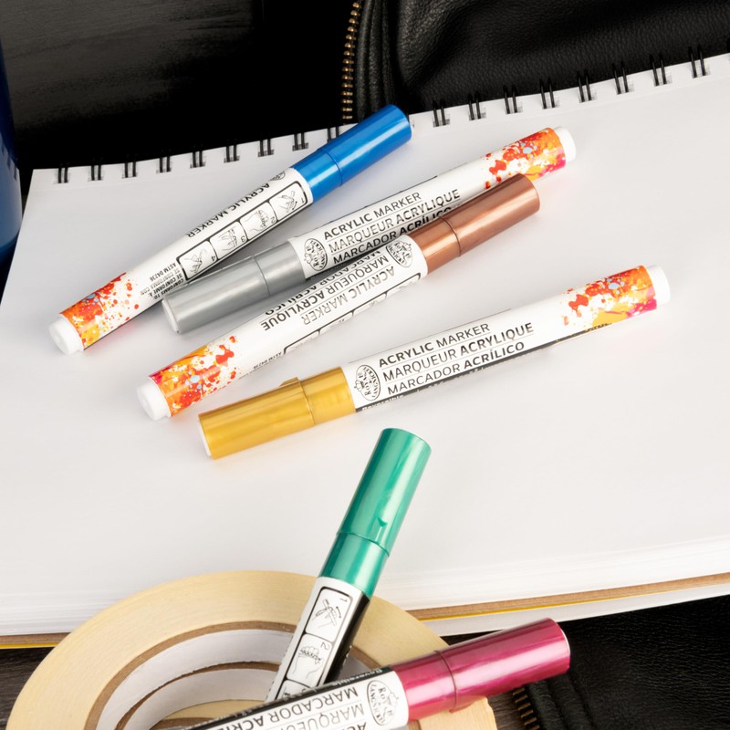 Royal & Langnickel 6 x 2mm Acrylic Artists Marker Pens