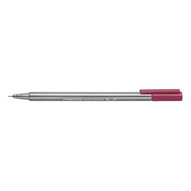 Staedtler triplus Fineliner 334–260, Triangular Barrel, Metal-Encased tip, Approx. 0.3 MM Pack of 10 in Cardboard Case Tuscany Red