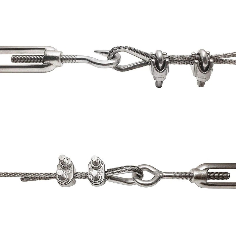 SISI UK® 10pcs Strong Galvanised Turnbuckle Strainer 1/4" Hook &