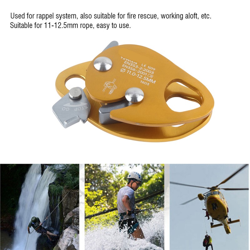 Self Braking Stop Descender for 11‑12.5mm Rope Clamp Grab Rescue