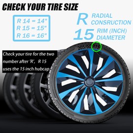 Hubcap Wheel Cover Replacement R15 Hub Caps Universal Wheel Rim Cover ABS Material Exterior Accessories for Car Truck SUV -Set of 4