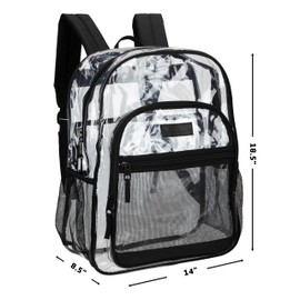 Wrangler Clear Water Resistant Backpack - Durable Plastic See Thru Bag for Casual Use, Stadiums, Concerts (Clear Black)