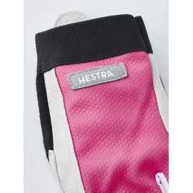 Hestra Unisex Bike Guard Jr. Long Full 5-Finger Mountain Bike and Cycling Glove for Juniors, Neon Pink, 4