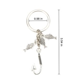FRULX Antique Silver Fish Hook Keychain with Small Fish Pendant, Angeln Schlüsselanhänger, Suitable for Women, Fashionable Bag Charms, Gifts for Friends, Boyfriend, Unique Birthday Gift Idea