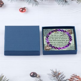 Fullrainbow Owl Bracelets for Women Owl Gifts Owl Bracelet,Purple Agate Beads Owl Charm,Owl Birthday Gifts Owl Gifts for Owl Lovers (Purple Owl Bracelet)