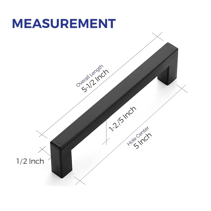 Ravinte Black Cabinet Pulls 5 Inch Square Kitchen Cabinet Handles
