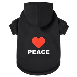 GreenJoy - Sudadera con capucha para perro para clima frío para perros y gatos (M, negro (Love Peace))
