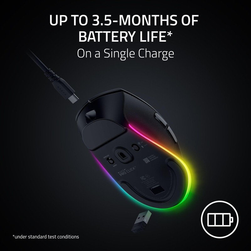 Razer Pro Click V2 Wireless Mouse: Right-Handed Ergonomic Design with