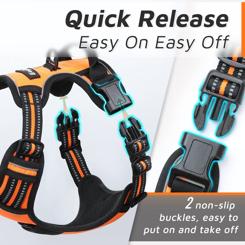 Eagloo Dog Harness No Pull, Walking Pet Harness with 2
