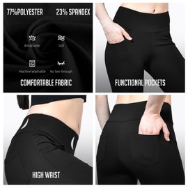 Ipletix Flare Leggings for Women, High Waisted Flare Leggings with Pockets Yoga Pants Black