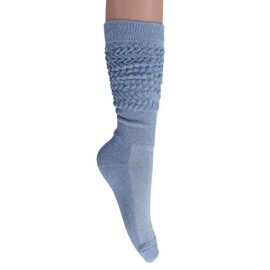 AWS/American Made Colorful Cotton Scrunch Socks for Women 80s 3 Pairs Shoe Size 5-10 (Light Blue-Pink-White)
