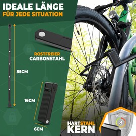 MIVELO Bicycle Lock Folding Lock High Security 85 cm Long I Bicycle Lock Combination Lock Including Bracket I Ideal for E Bike, MTB & Road Bike (with Key)