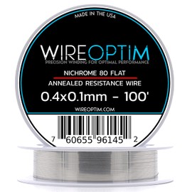 WIREOPTIM - 0.4mm x 0.1mm - Nichrome 80 Resistance Wire – 100 Feet
