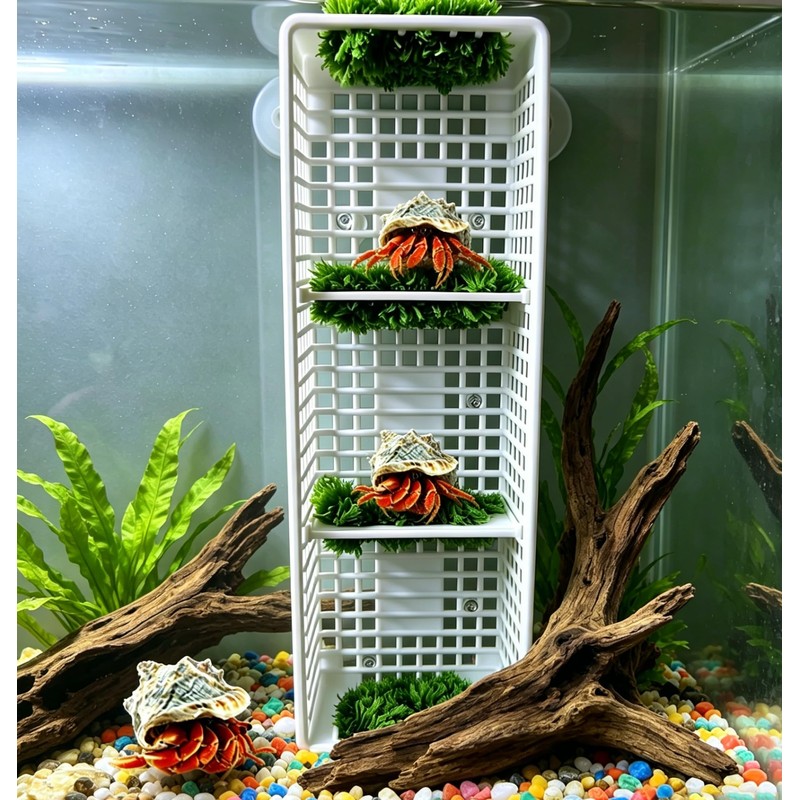 Hermit Crab Layered Rest Platform Hand-Woven Coral Fleece Reptile Habitat