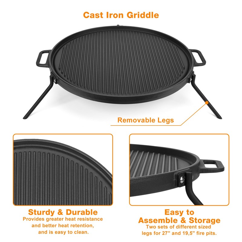 Onlyfire Chef Cast Iron Griddle, Grill Cookware for Solo Stove