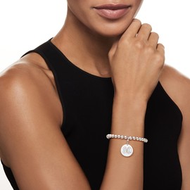 Ross-Simons Monogram Disc Charm - Italian 6mm Sterling Silver Bead Bracelet 7 inches