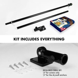 UD_G128 Combo Pack: 6 Feet Tangle Free Spinning Flagpole (Black) Utah UT State Flag 3x5 ft Printed 150D Brass Grommets (Flag Inc