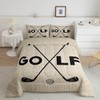 Golf Sports Bedding Set Queen Size Black Sketch Golf Ball