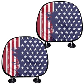TOADDMOS American Flag Headrest Covers Car Truck SUV Van Universal Fit 2 Pack Drivers Passenger Washable