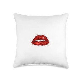 Lipstick kiss collection Lips bite-Lipstick kiss Throw Pillow, 16x16, Multicolor