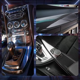 CompraFun Carbon Folie, 6D Selbstklebend Autofolie aus Vinyl, Auto Schutz Folie Carbon (6D Black 30 * 150cm)