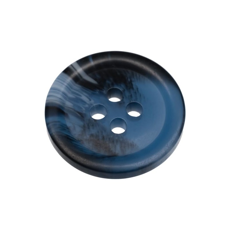 Pack of 6 Blue 23mm Round Faux Horn Sew On