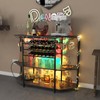 COSTWAY Wine Bar Cabinet, 3-Tier Liquor Cabinet with Power Outlets,