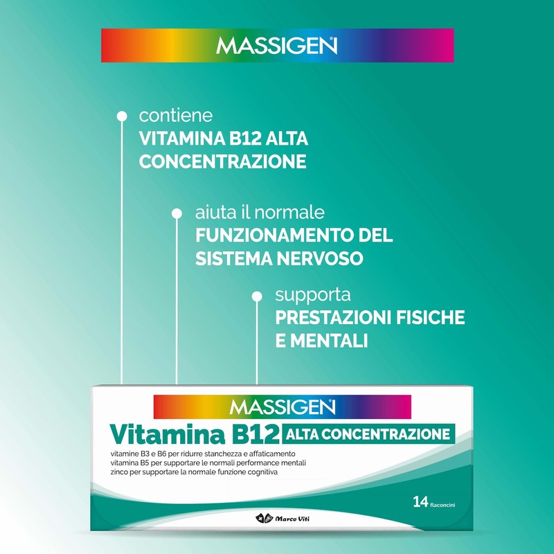 Massigen - Vitamina B12 Alta Concentrazione, Integratore Alimentare con Zinco