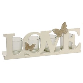 Juliana Home Living Collection - Love & Butterflies - Four Glass T-Lite Holders With MDF Cutout