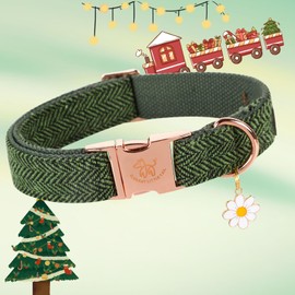 Elegant little tail Dog Collar - Herringbone Dog Collar Christmas Soft Durable Pet Collar Adjustable Pet Collar Dog for Small Medium Large Dogs