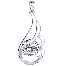 IDOLCO Women's Angel Wings Pendant, Adopts Top Grade Zirconia, Pendant, Popular, CZ Zirconia, 925 Silver, Hypoallergenic, Women's Accessories, Birthday, Wedding, Mother's Day, Christmas Gift, Gift Box Included