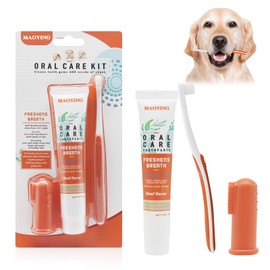 Hundezahnbürste,Hundezahnpasta,Hunde Zahnpflege Set,Hundezahnpasta Gegen Zahnstein,Zahnbürste Hund Hundezahnbürste für Kleine Erfrischt Den Atem,Entfernt Zahnstein
