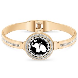 LONYOO Stainless Steel 18K Gold Plated Elephant Bracelet Elephant Gifts for Women Bangle Cuff Bracelets Animal Jewelry (Gold)