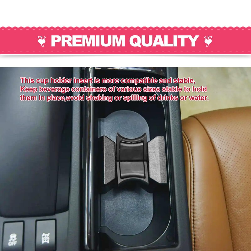 Black Center Console Cup Holder Insert Divider, Compatible with Lexus