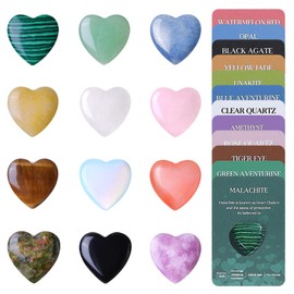 12Pcs Healing Crystals, Crystal Gifts for Women, Healing Crystals Heart Crystal Gifts for Women, Chakra Stones for Meditation, Spiritual Wellness, Thoughtful Present for Women Men, Healing Crystals