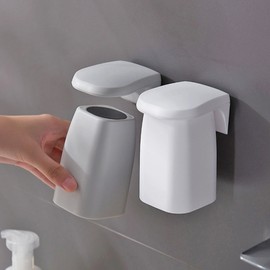 Bathroom toothbrushing cup holder (white) Magnetic upside down personal cup holder sanitary white 10ea