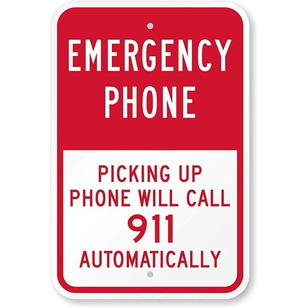 New Sign Emergency Phone - Picking Up Phone Will Call