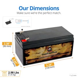 Pirate Battery 12V 3.5AH Maintenance-Free Battery for Alarm Systems, Scooters, Toys, Emergency Lights, and More - Nut and Bolt (T3) Terminal