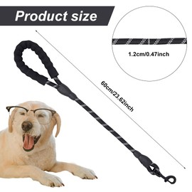 Short Dog Lea-d,60 CM Dog Leash with Soft Padded Handles and Reflective Threads Walking Dog Rope Dog Lea-d Rope for Small Medium and Large Dogs,Thick 12mm