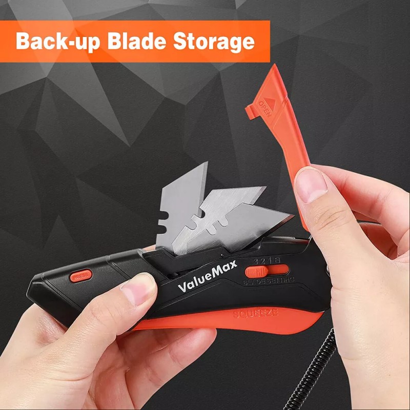 ValueMax 2 Packs Retractable Utility Pocket Knife Box Cutter w/Extra