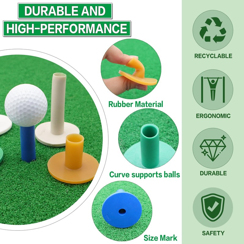 LOVMEAD Golf Tees Rubber Short Long Golf Tees Driving Range